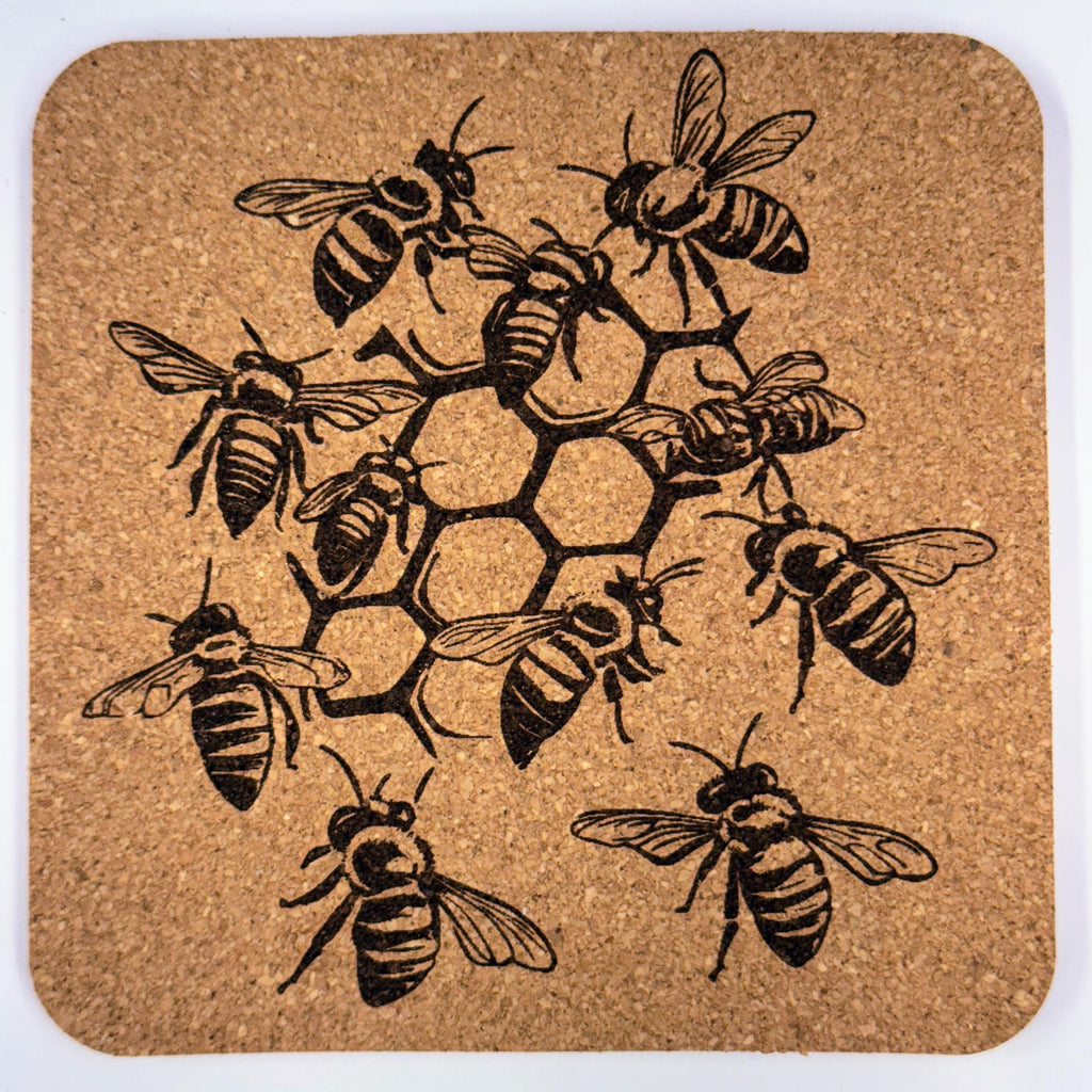 Bee Hive Honeycomb Pattern – Rustic Cork Coaster