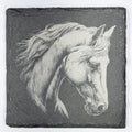 Graceful Horse Portrait Slate Coaster – Windblown Mane Art