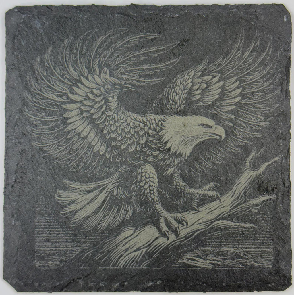 Vintage Eagle Illustration Slate Coaster – Classic Wildlife Art