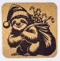 Christmas Sloth Cork Coaster – Santa Sloth with Gift Sack