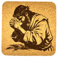 Jesus Praying Cork Coaster – Christian Faith Artwork