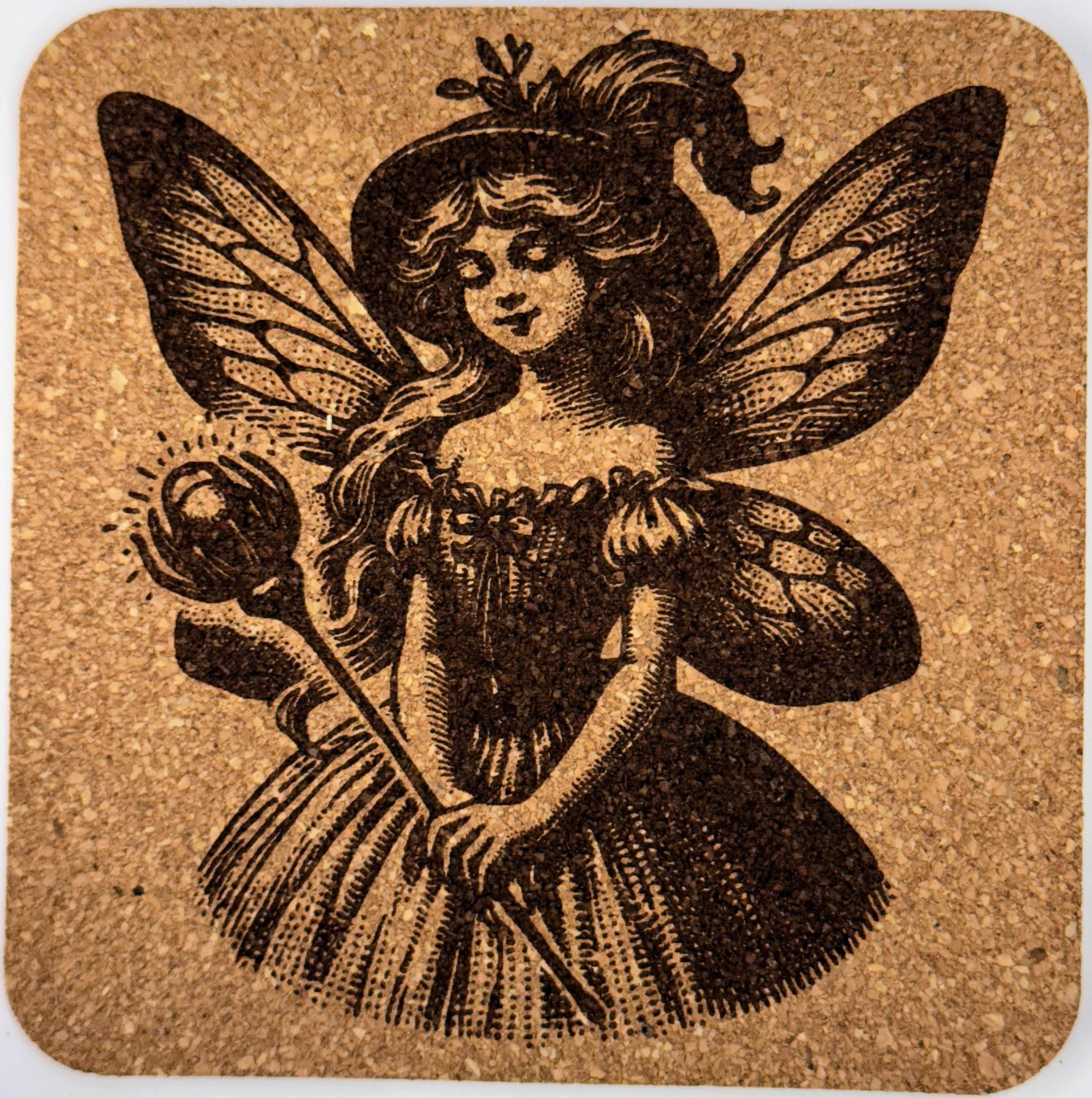 Fairy with Floral Orb – Fantasy Cork Coaster