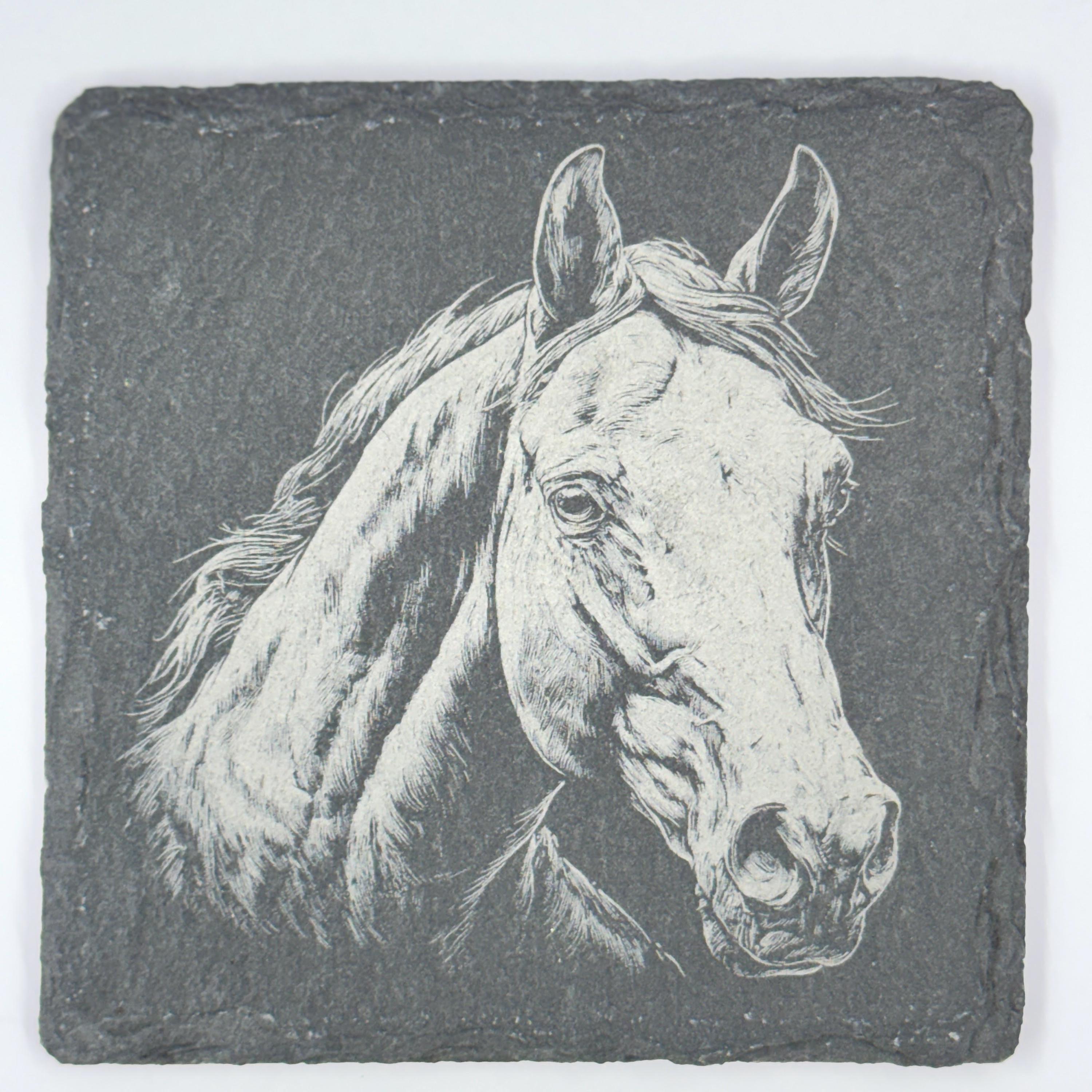 Classic Horse Head Slate Coaster – Detailed Equestrian Art