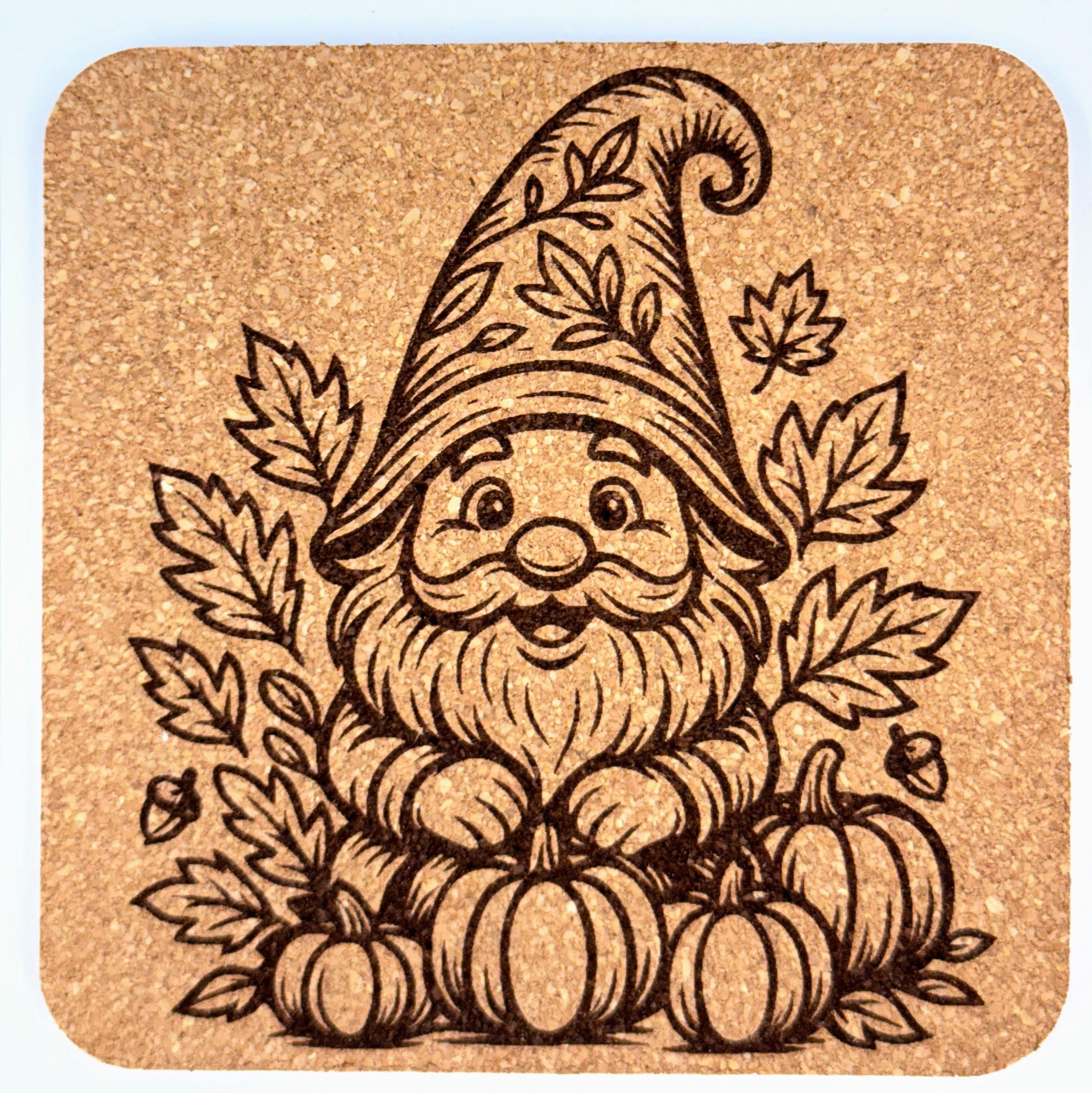Autumn Leaf Gnome – Fall Cork Coaster