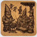 Gnome Barbecue Cork Coaster – Whimsical Gnome Picnic Scene