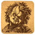 Creepy Doll Horror Movie Inspired Cork Coaster – Spooky Gothic Bar Decor