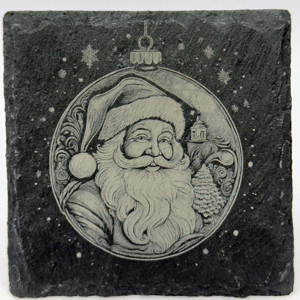 Vintage Santa Christmas Ornament Slate Coaster – Old World Holiday Charm