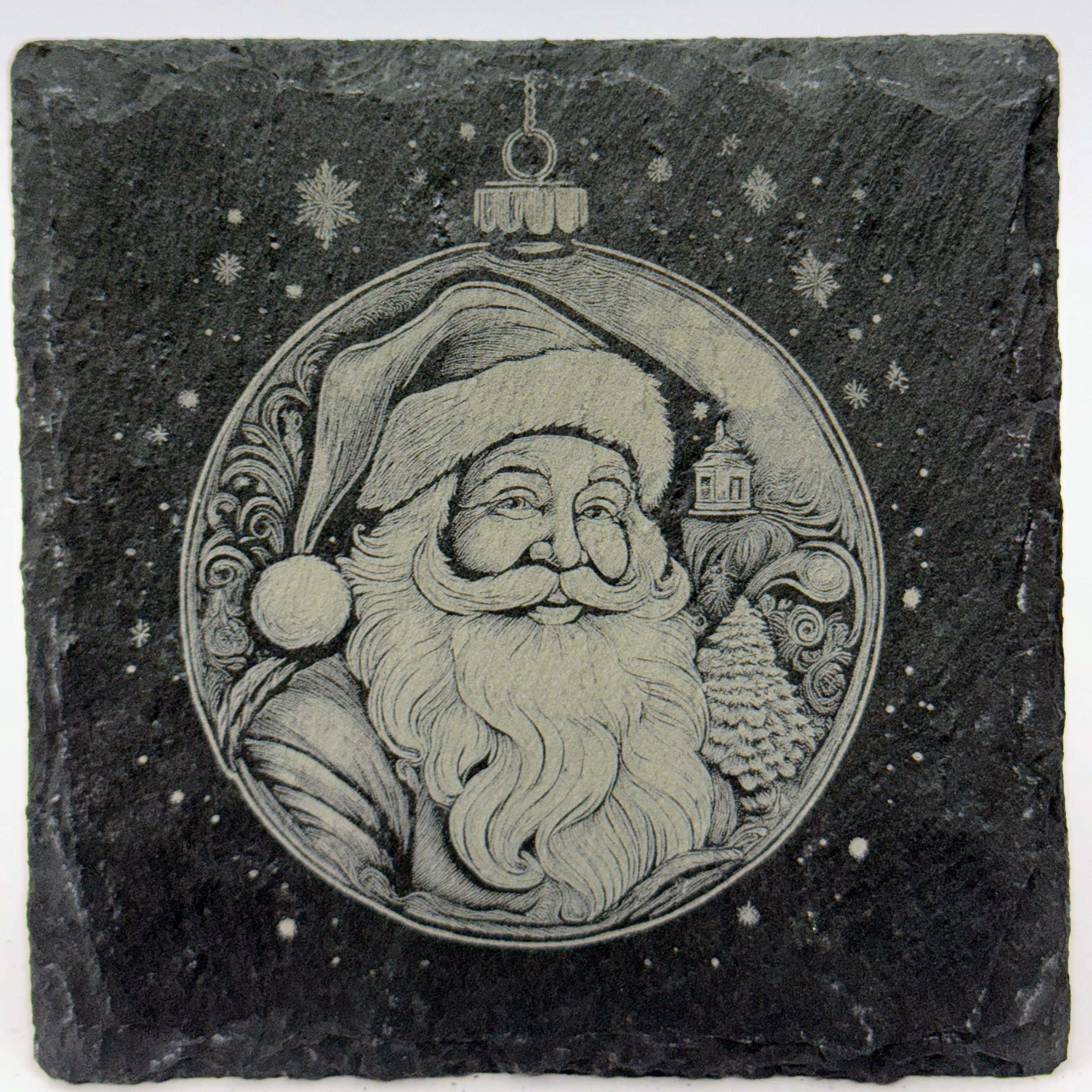 Vintage Santa Christmas Ornament Slate Coaster – Old World Holiday Charm