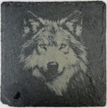 Quiet Wolf Slate Coaster – Majestic Wildlife Engraved Stone