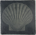 Scallop Shell Slate Coaster – Coastal Treasure Engraved Stone