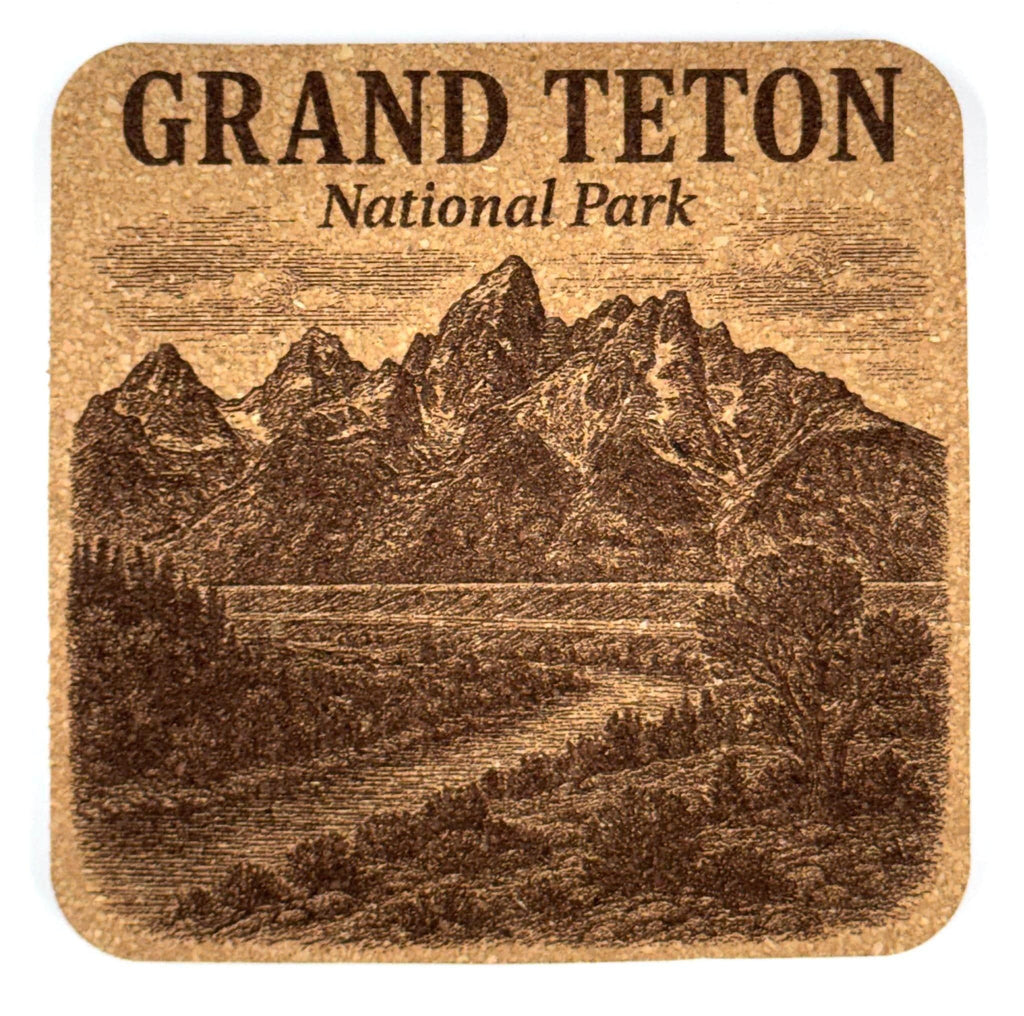 Grand Teton National Park Cork Coaster – Wyoming Mountain Art