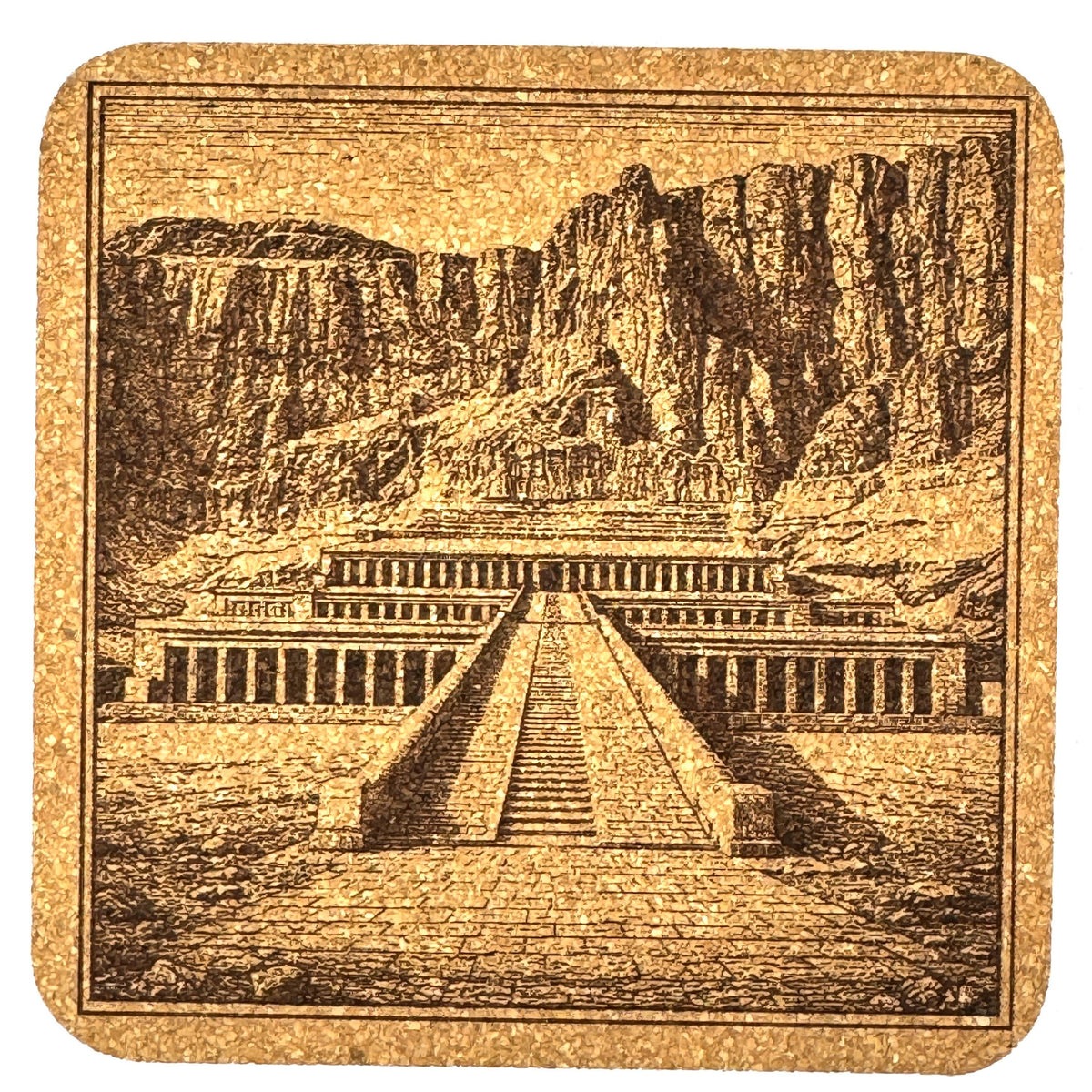 Temple of Hatshepsut Coaster – Dramatic Cliffside Egypt Landmark Engraved Art