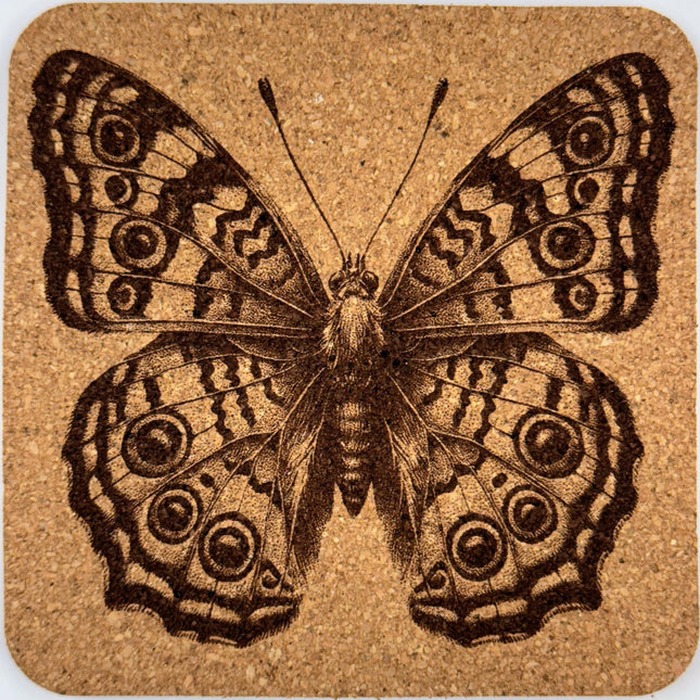 Vintage Butterfly Illustration Cork Coaster – Nature Line Art