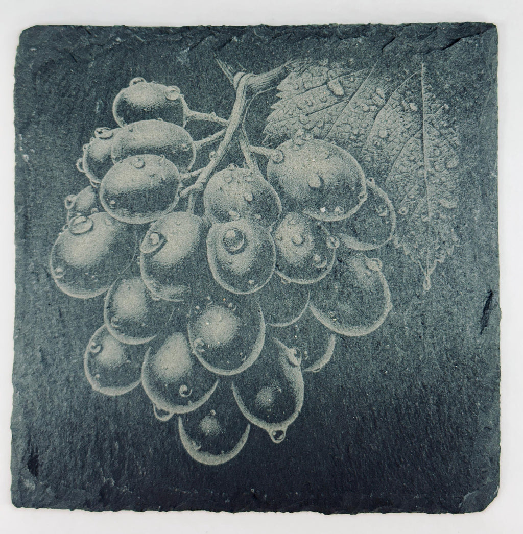 Dewy Grapes Slate Coaster – Fresh Vineyard Charm