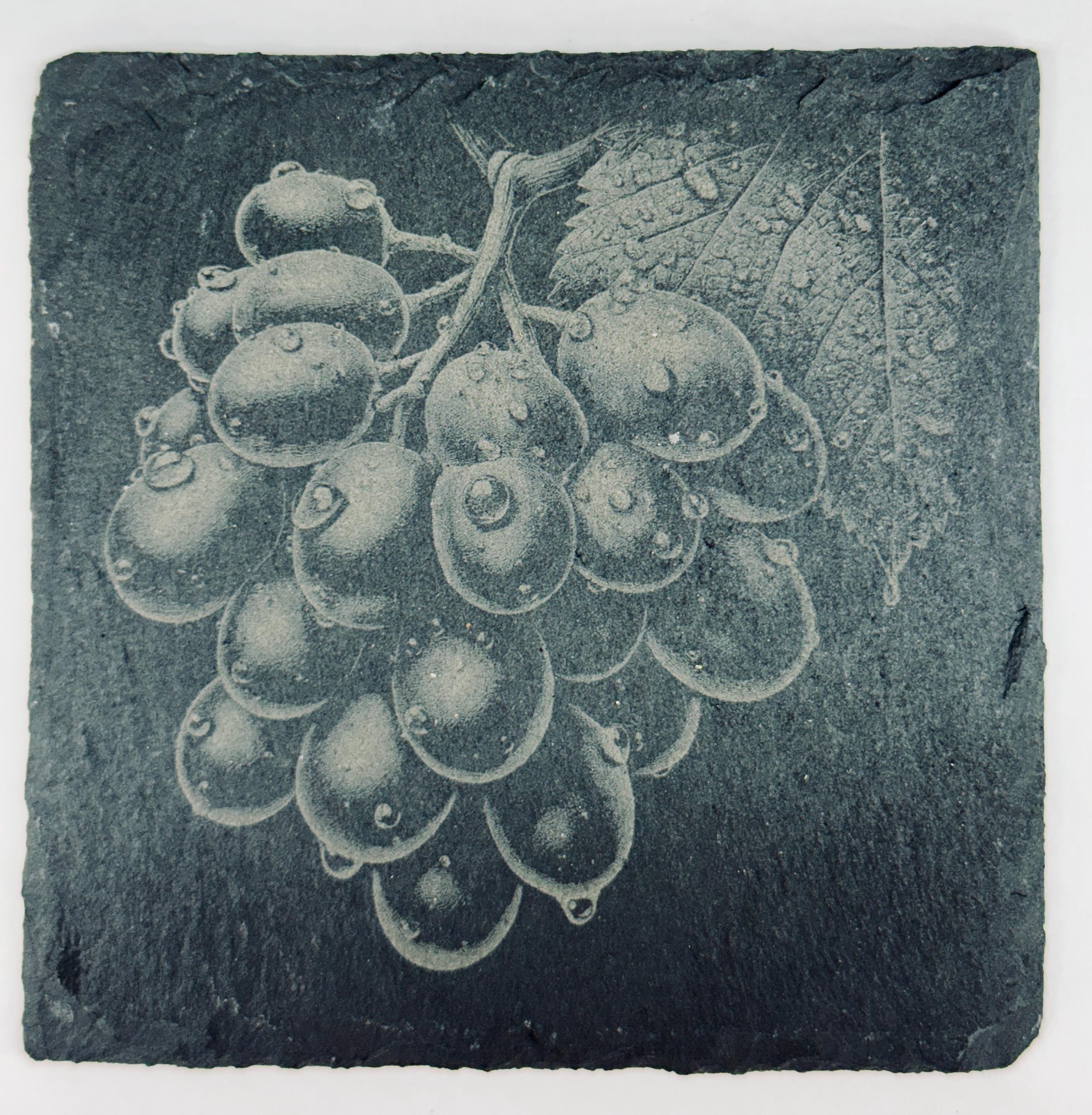 Dewy Grapes Slate Coaster – Fresh Vineyard Charm