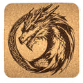 Celtic Circle Dragon Square Cork Coaster – Ancient Fantasy Art
