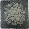 Holiday Poinsettia Slate Coaster – Vintage Winter Floral Design