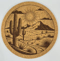 Southwestern Desert Cactus Cork Coaster – Sunlit Mesa Landscape