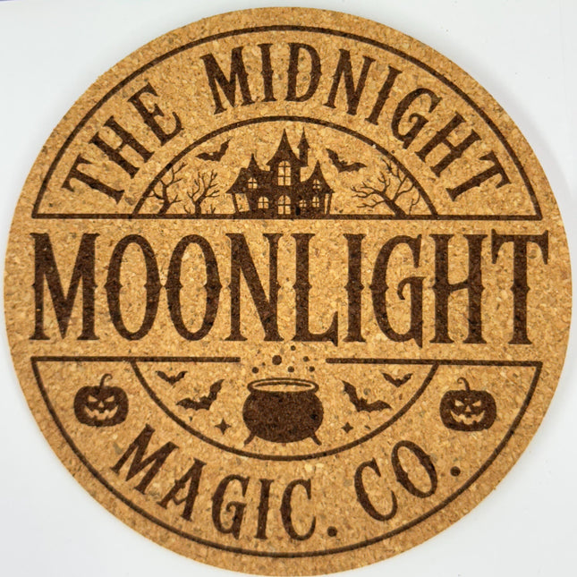 Midnight Moonlight Magic Cork Coaster Halloween Decor