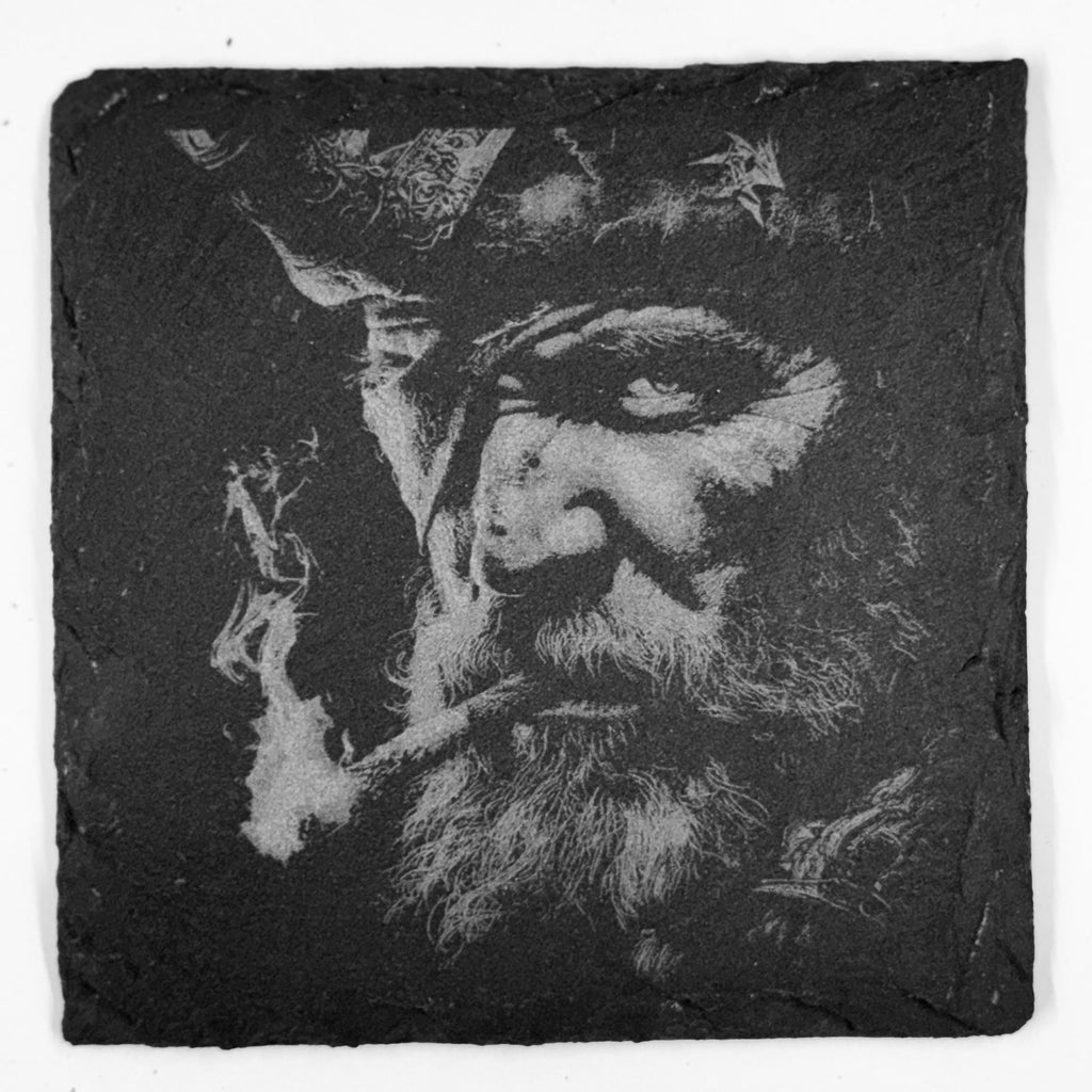 Fearsome Old Pirate with Pipe Slate Coaster