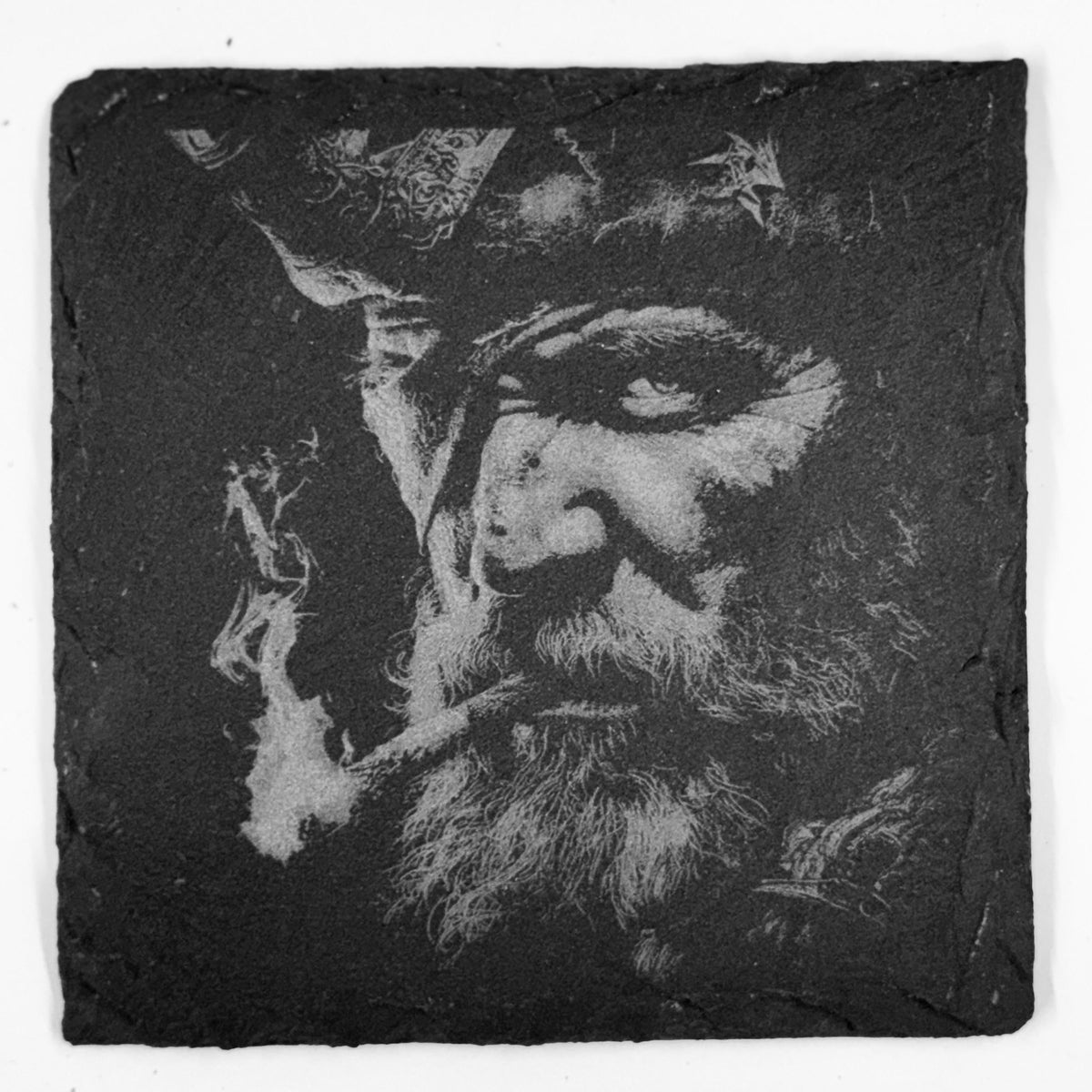 Fearsome Old Pirate with Pipe Slate Coaster