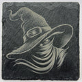 Witch Portrait in Shadow – Laser Engraved Slate Coaster