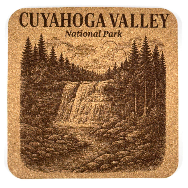 Cuyahoga Valley National Park Cork Coaster – Ohio Waterfall Art
