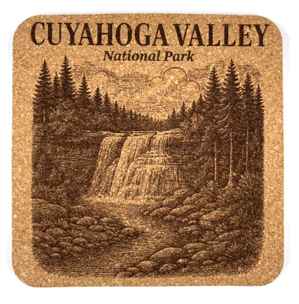 Cuyahoga Valley National Park Cork Coaster – Ohio Waterfall Art