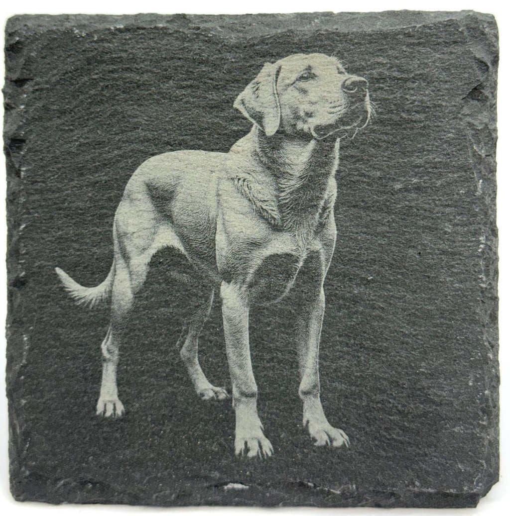 Lab Dog Portrait Coaster – Natural Slate Stone
