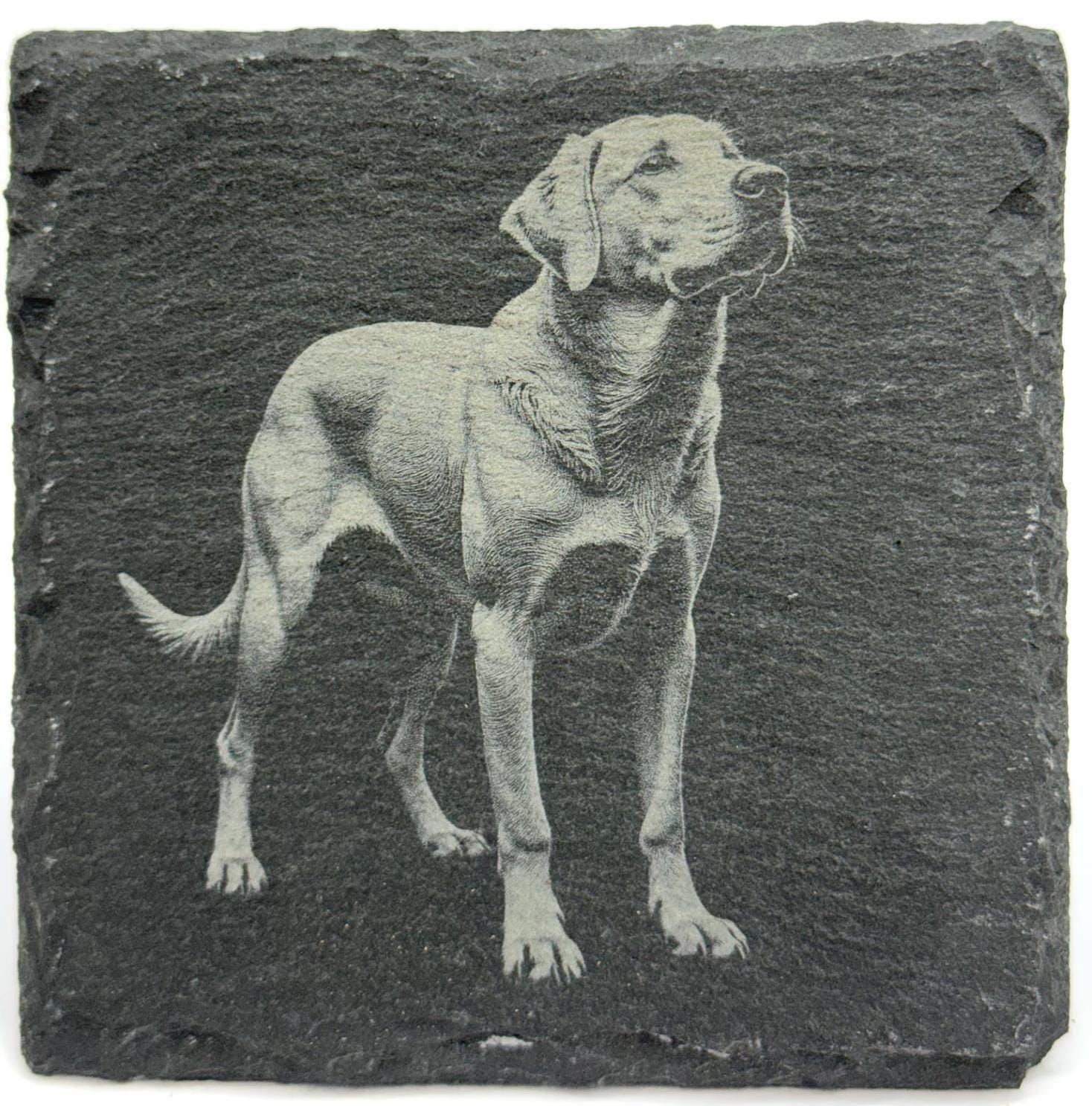 Lab Dog Portrait Coaster – Natural Slate Stone