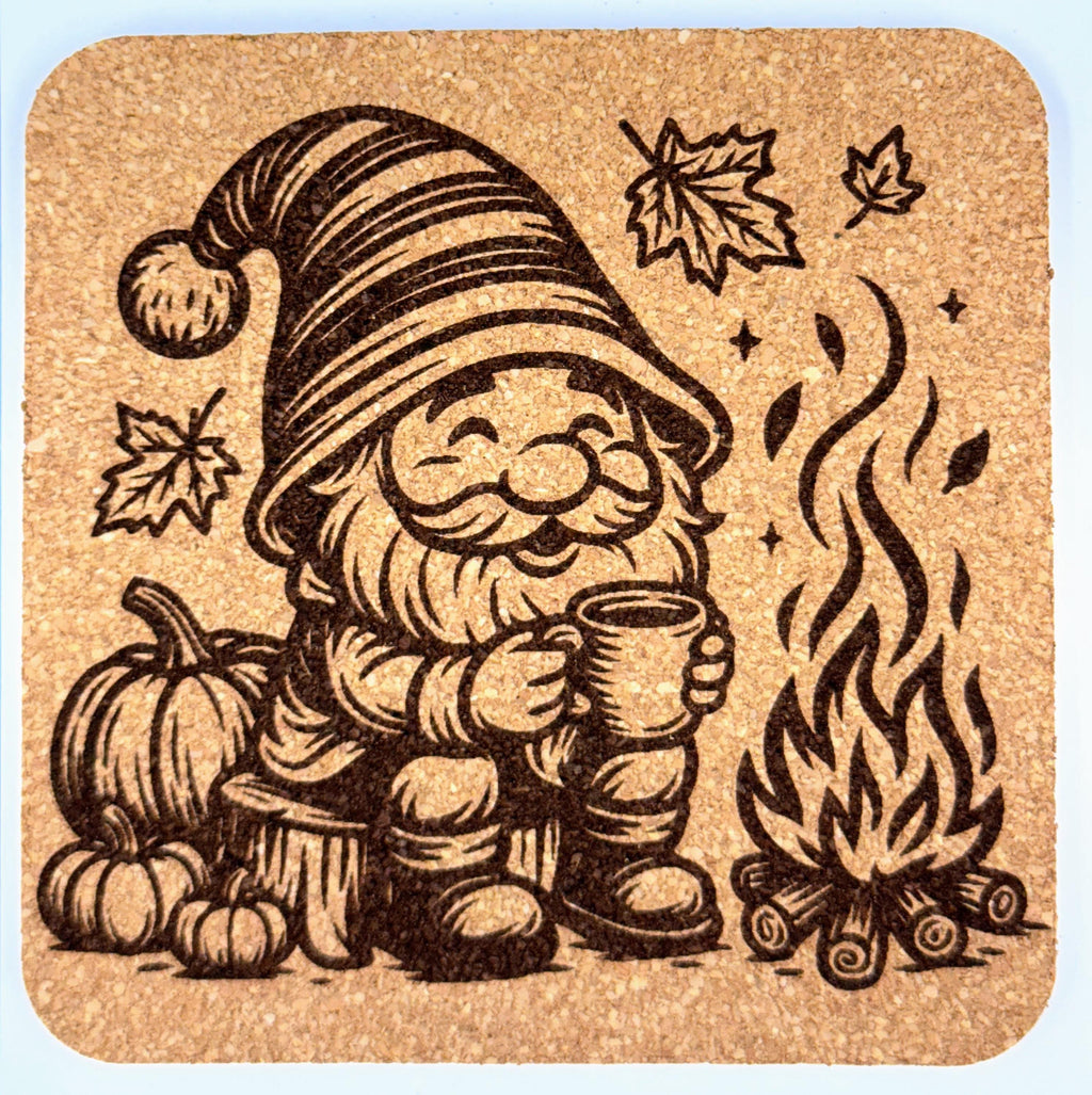 Pumpkin Spice Gnome – Autumn Cork Coaster