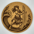 Island Warrior Surfer Hula Cork Coaster