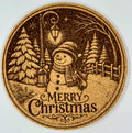 Snowman Christmas Cork Coaster – Cozy Winter Night Holiday Decor
