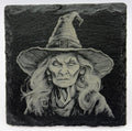 Severe Hex Witch Portrait – Laser Engraved Slate Coaster