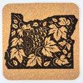 Oregon Wine Coaster – Engraved Cork Drink Coaster with Grape & Vine State Design