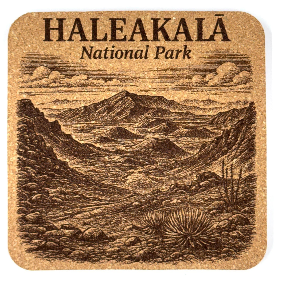 Haleakalā National Park Cork Coaster – Maui Crater Art