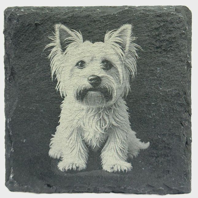 Yorkie Lover Coaster – Detailed Dog Portrait on Slate