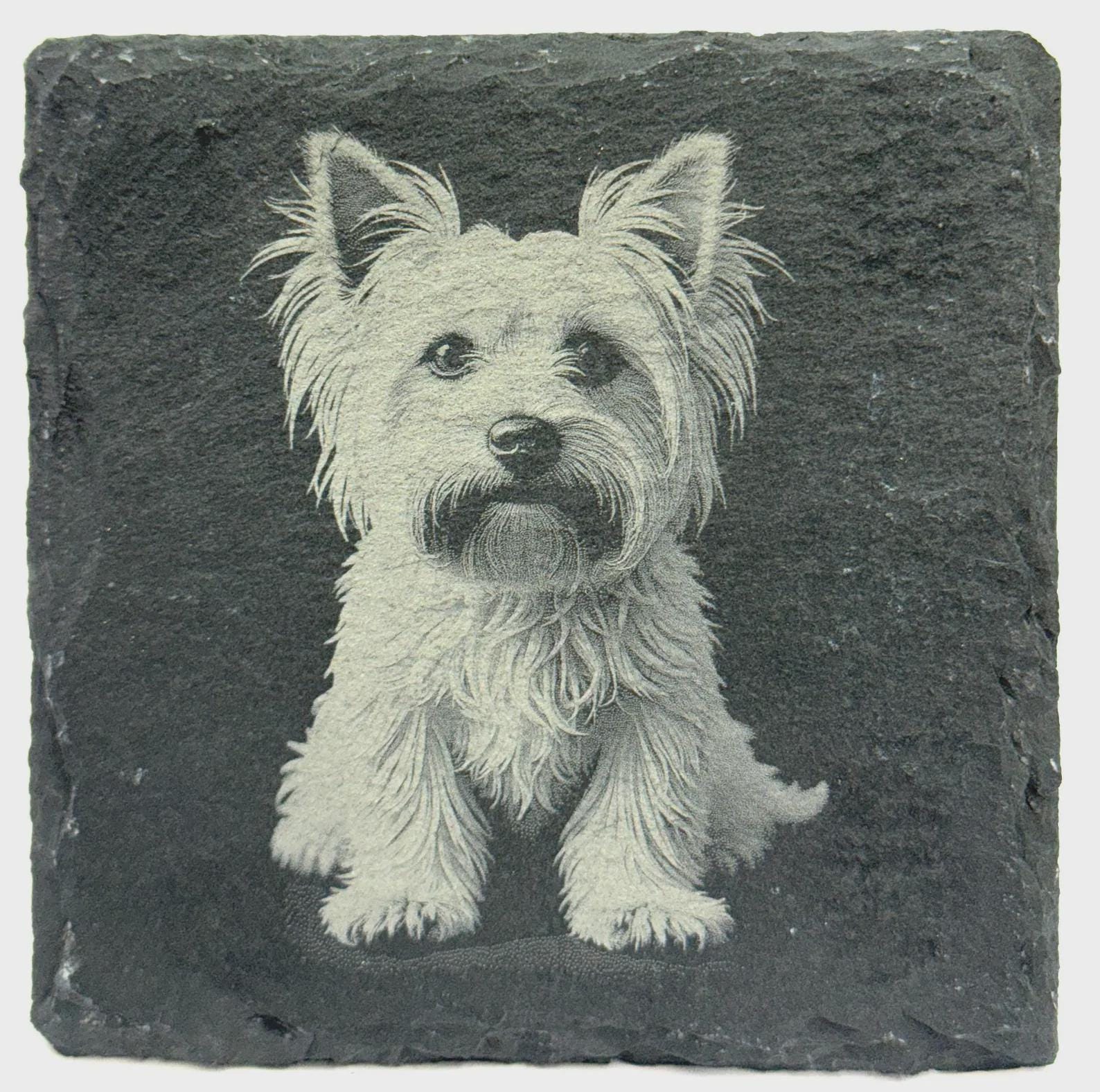 Yorkie Lover Coaster – Detailed Dog Portrait on Slate