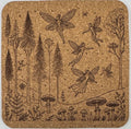 Woodland Pixies in Pine Forest Coaster – Fairy Silhouette Cork Coaster