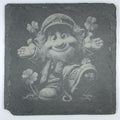 Friendly Leprechaun Slate Coaster with Pot of Gold