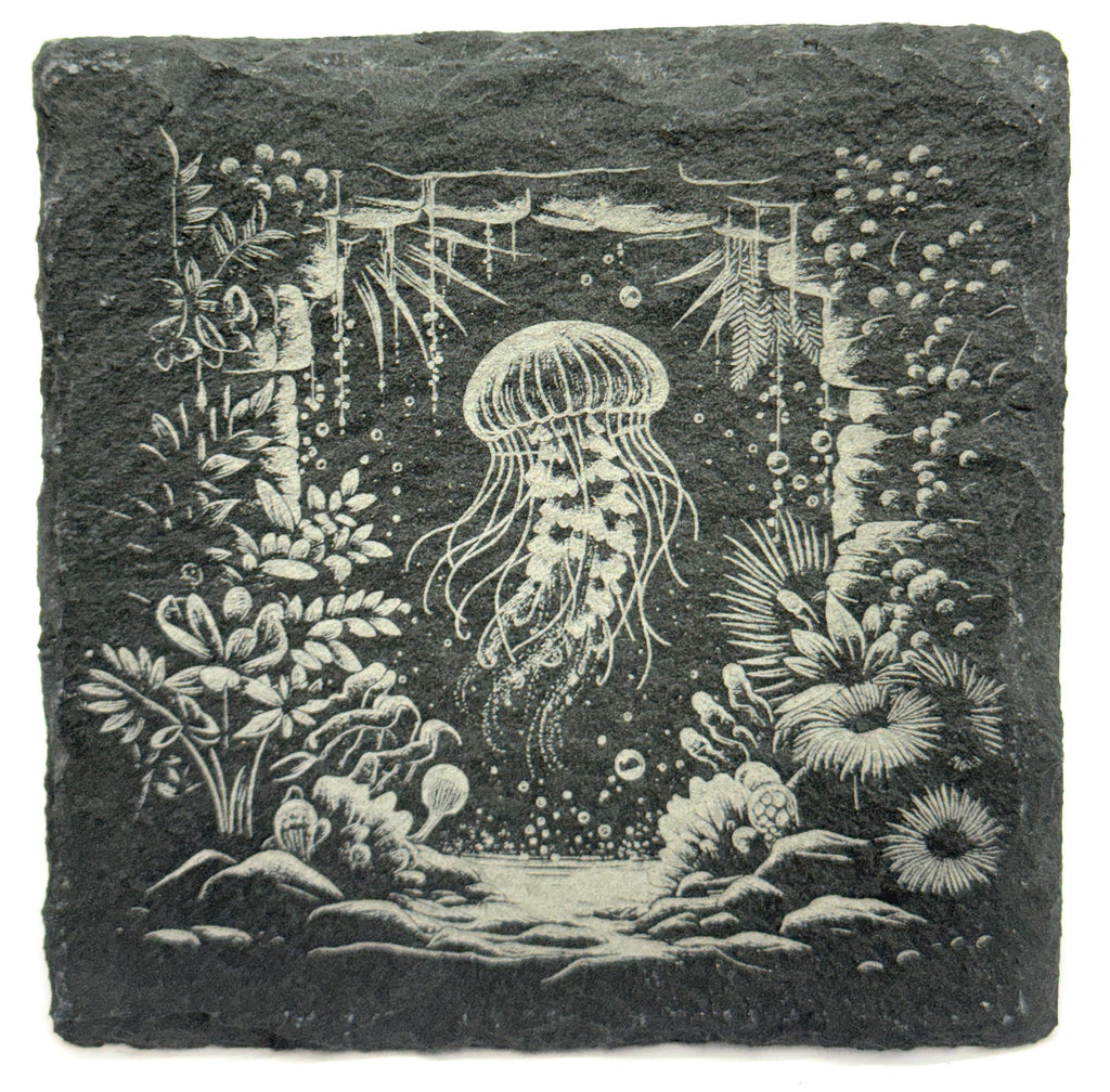 Deep Sea Jellyfish Slate Coaster – Ocean Dream Underwater Art