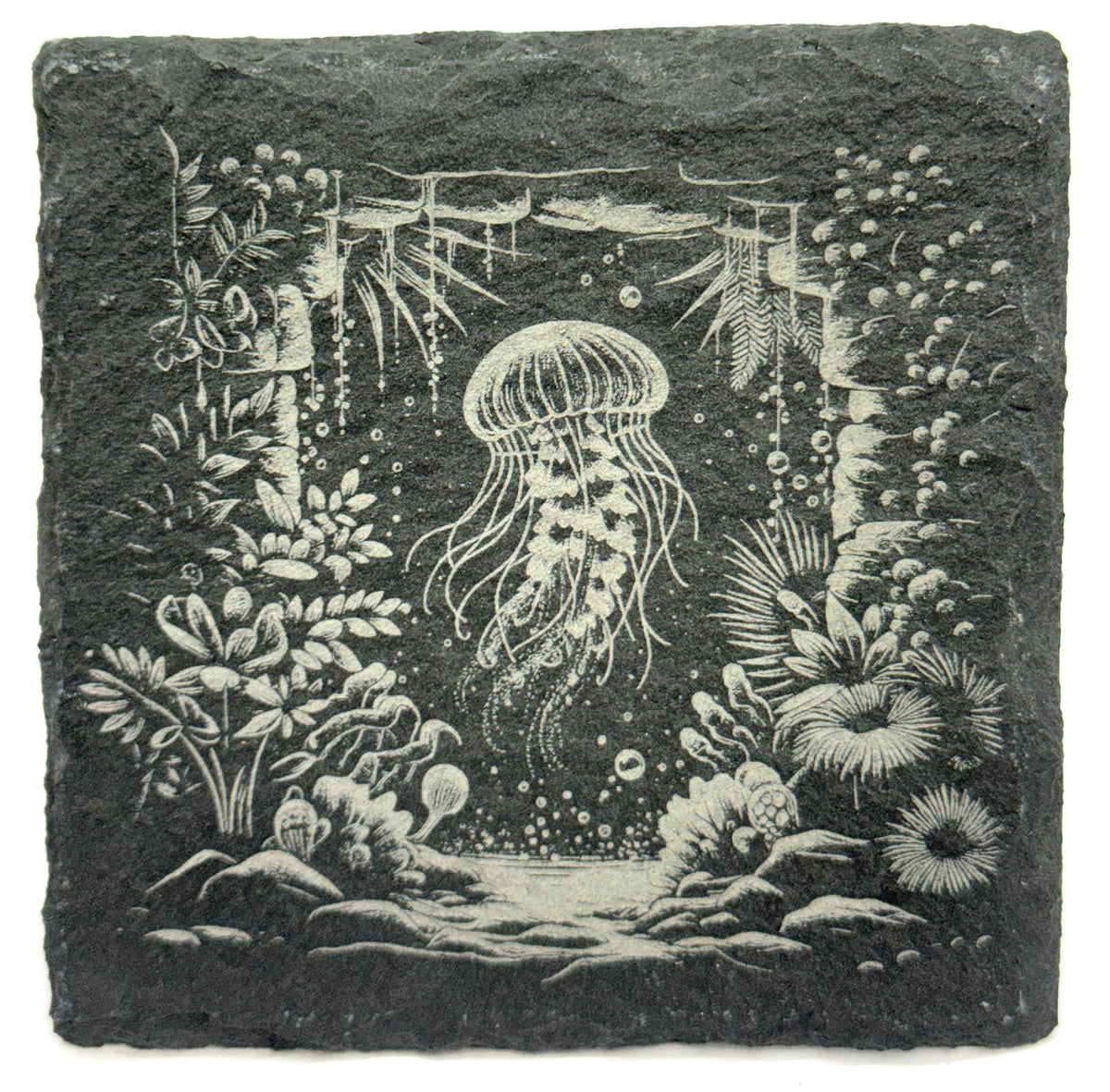 Deep Sea Jellyfish Slate Coaster – Ocean Dream Underwater Art