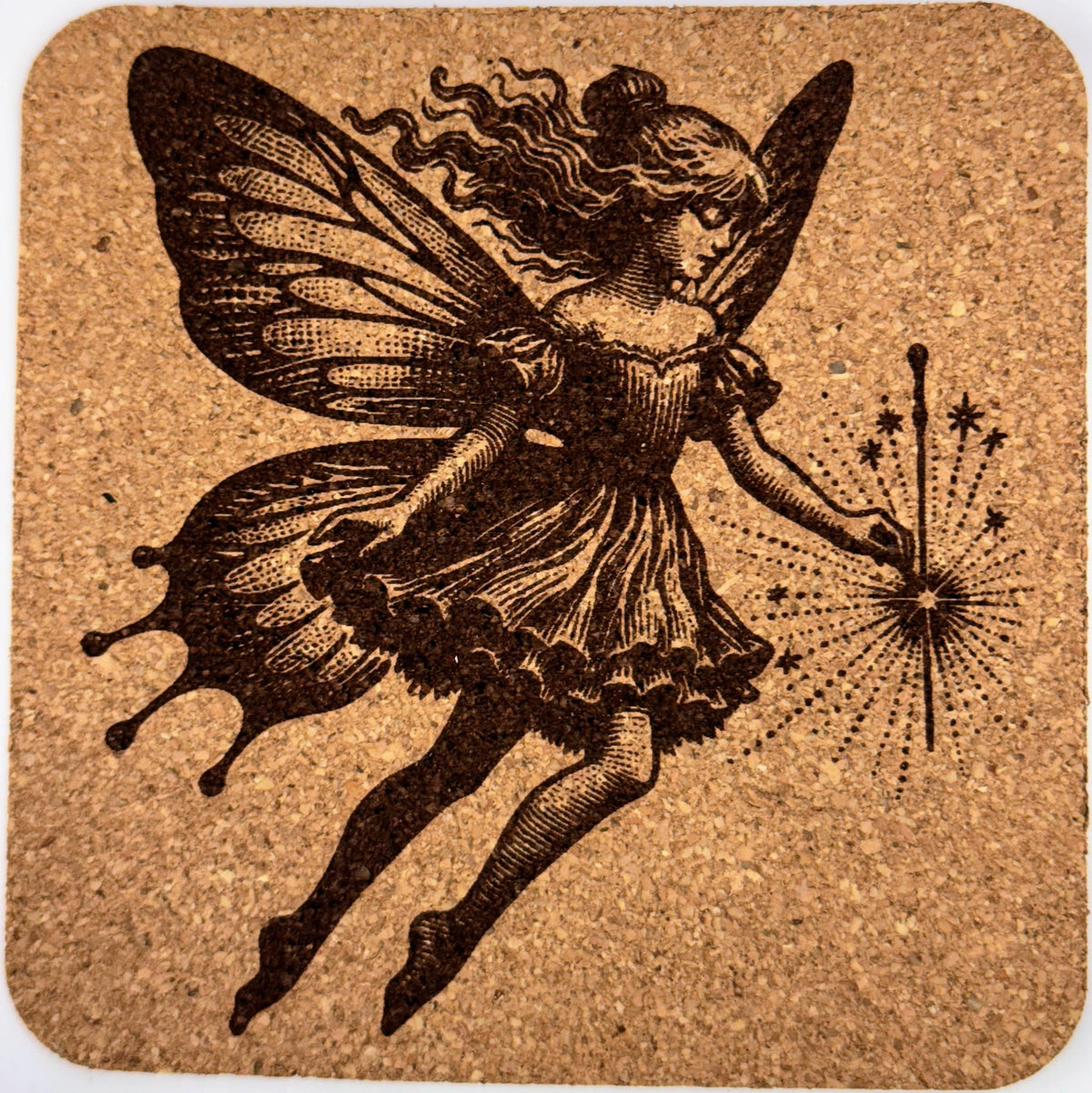 Magic Wand Fairy Cork Coaster – Whimsical Art