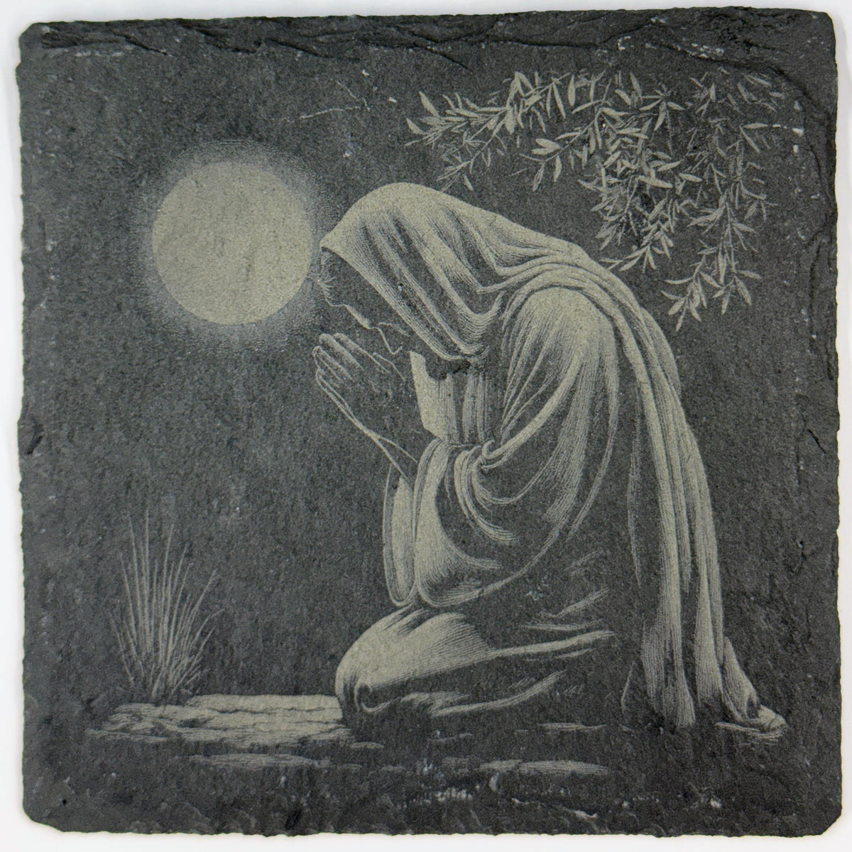 Kneeling Jesus Slate Coaster – Devotional Christian Art