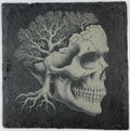 Tree Root Skull Slate Coaster – Gothic Nature Art