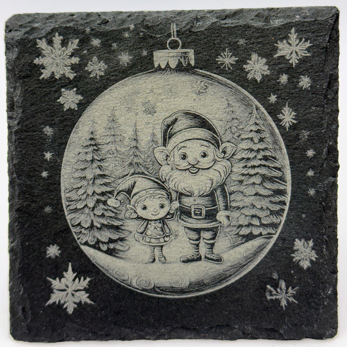 Cute Elf Christmas Ornament Slate Coaster – Whimsical Holiday Characters