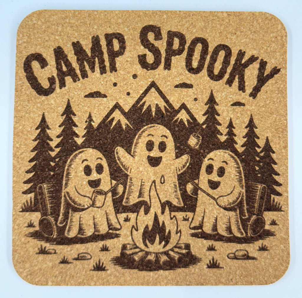 Camp Spooky Ghost Campfire Cork Coaster