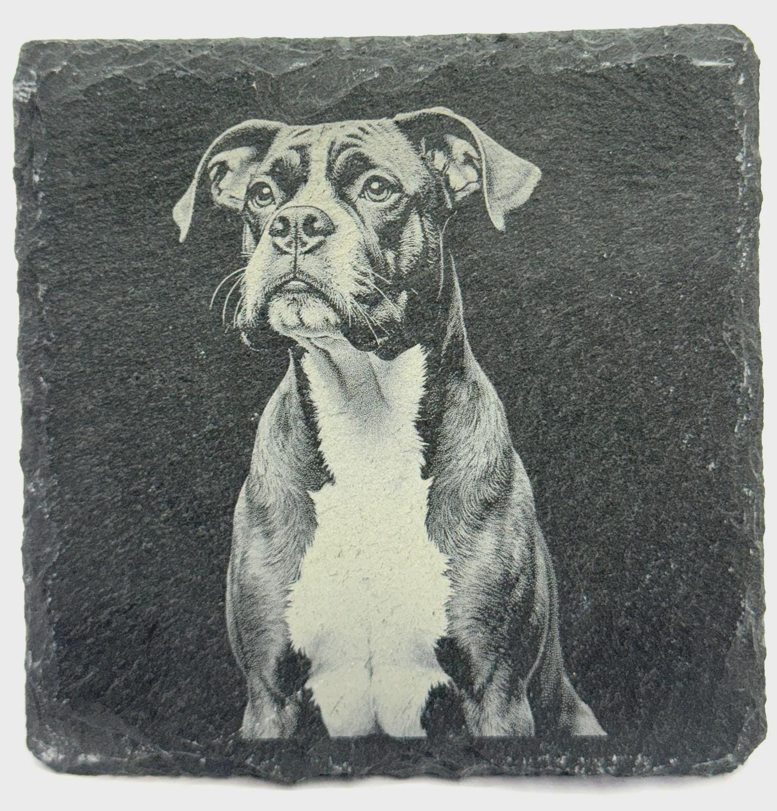 Boxer Lover Gift – Laser Engraved Slate Coaster