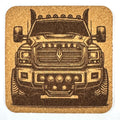 Chrome, Lights, and Muscle – Modern Diesel Pickup Cork Coaster