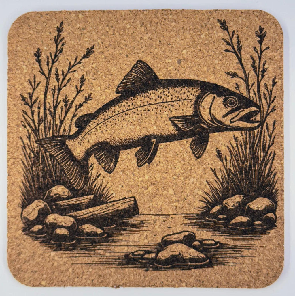 Wild Trout in Mountain Stream – Cork Drink Coaster